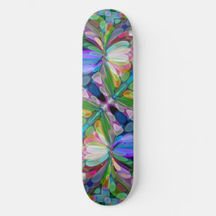 Dragonfly Wildflower Garden Abstract Floral Skateboard