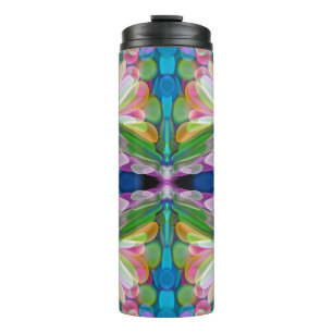 Dragonfly Wildflower Garden Abstract Floral Thermal Tumbler