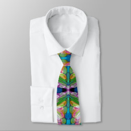 Dragonfly Wildflower Garden Abstract Floral Tie