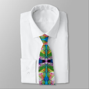 Dragonfly Wildflower Garden Abstract Floral Tie