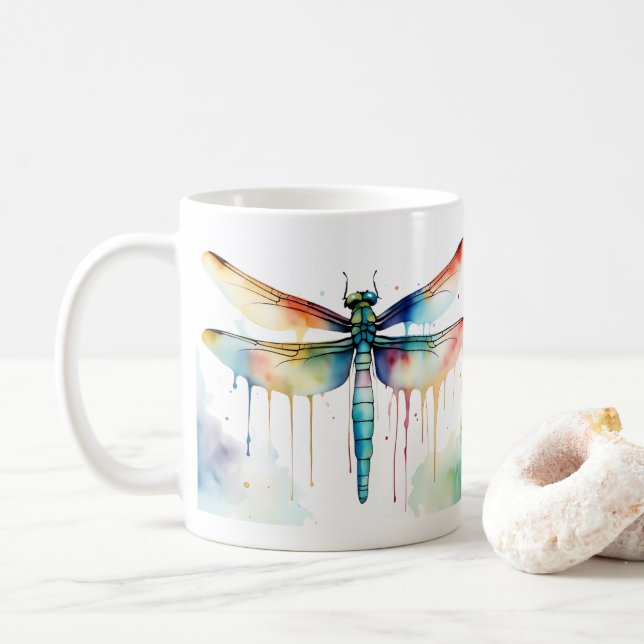 Dragonfly Wildlife & Nature Water Colour Set Coffee Mug (With Donut)
