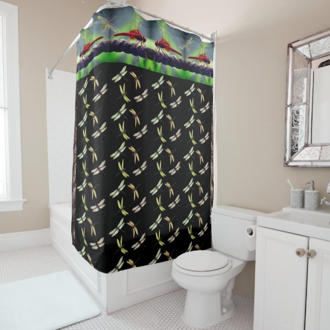 Dragonfly Wildlife Shower Curtain (In Situ)