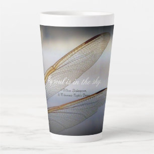 Dragonfly Wings Macro with Shakespeare Quote Latte Mug