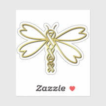Dragonfly with cancer ribbons