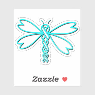 Dragonfly with cancer ribbons