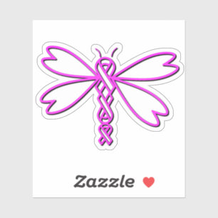 Dragonfly with cancer ribbons