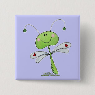 Dragonfly with Hearts 15 Cm Square Badge
