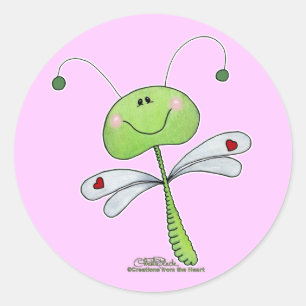 Dragonfly with Hearts Classic Round Sticker