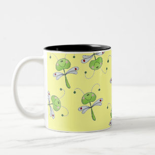 Dragonfly with Hearts Two-Tone Coffee Mug