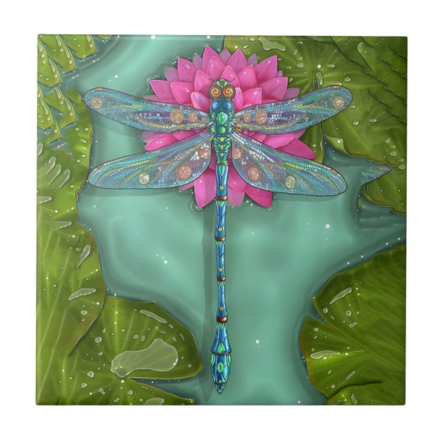 dragonfly with lotus flower tiles (Front)