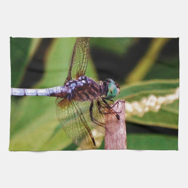 Dragonfly with white flowers tea towel (Horizontal)