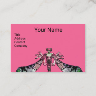DRAGONFLY WOMAN JEWEL Monogram Green ,Black Pink Business Card