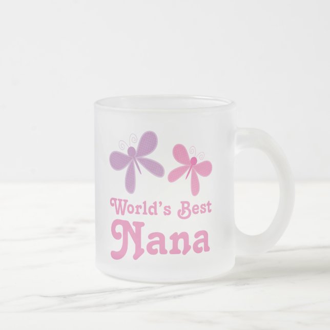 Dragonfly World's Best Nana Gift Frosted Glass Coffee Mug (Right)