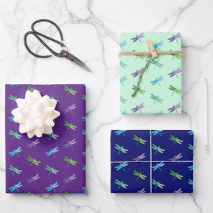 Dragonfly Wrapping Paper Flat Sheet Set of 3