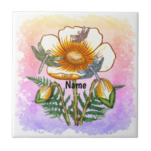 Dragonfly Yellow Poppy  Tile