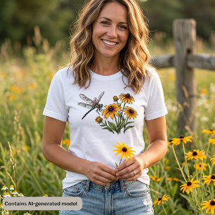 Dragonfly & Yellow Wildflowers Tri-Blend Shirt