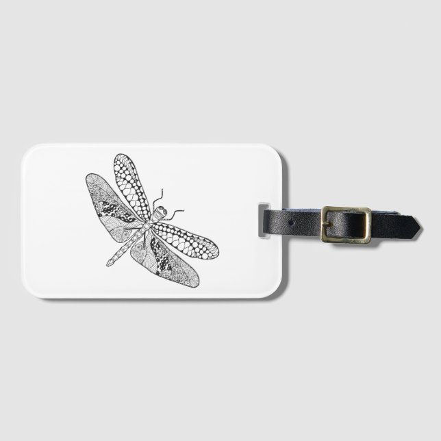 Dragonfly Zendoodle Luggage Tag (Front Horizontal)