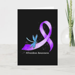 Dragonflyy Purplean Ribbon Overdose Awareness Supp Card