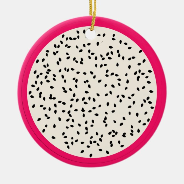 Dragonfruit / Dragon Fruit Stylised Fruit Slice Ceramic Tree Decoration (Front)