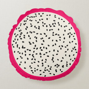 Dragonfruit / Dragon Fruit Stylized Fruit Slice Round Cushion