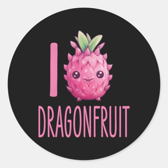 Dragonfruit Kawaii Food I Love Dragonfruit Classic Round Sticker (Front)