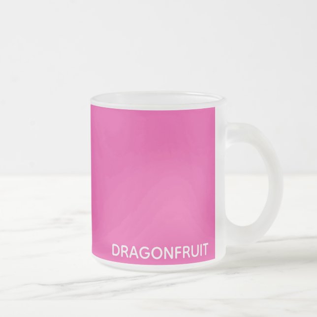 Dragonfruit pink colour name frosted glass coffee mug (Right)