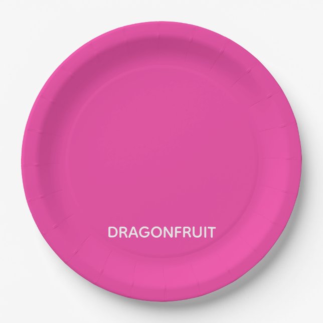 Dragonfruit pink colour name paper plate (Front)