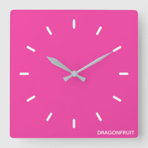 Dragonfruit pink colour name square wall clock