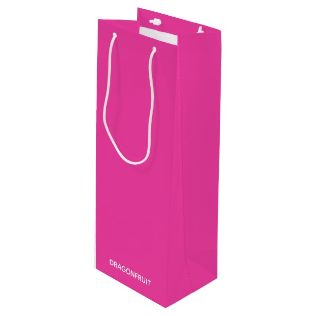 Dragonfruit pink colour name wine gift bag (Front Angled)