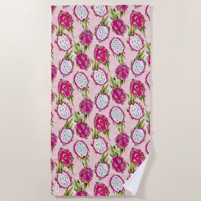 DRAGONFRUITY Pink Pitaya  Beach Towel (Front)