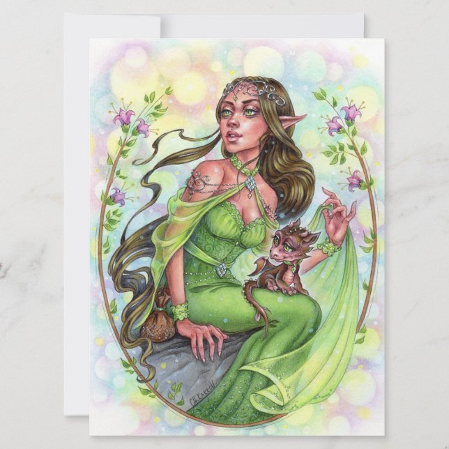 Dragonling Art Card Elves Fantasy Fairytale Fae (Front)