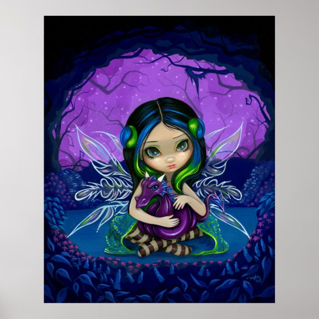 Dragonling Garden 2 fantasy dragon fairy Art Print (Front)