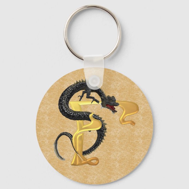 Dragonlore Initial F Key Ring (Front)