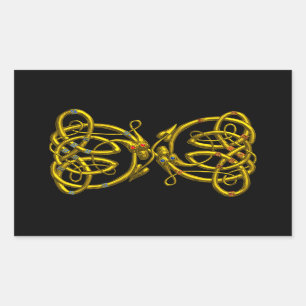 DRAGONLOVE ,black Rectangular Sticker