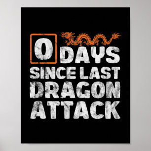 Dragons 0 Days Since Last Dragon Attack Distressed Poster