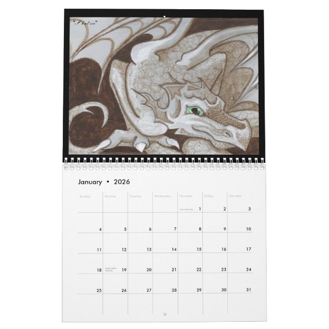 Dragons 2011 fantasy art calendar big eye painting (Jan 2026)