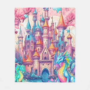 Dragons and Castle Fleece Blanket