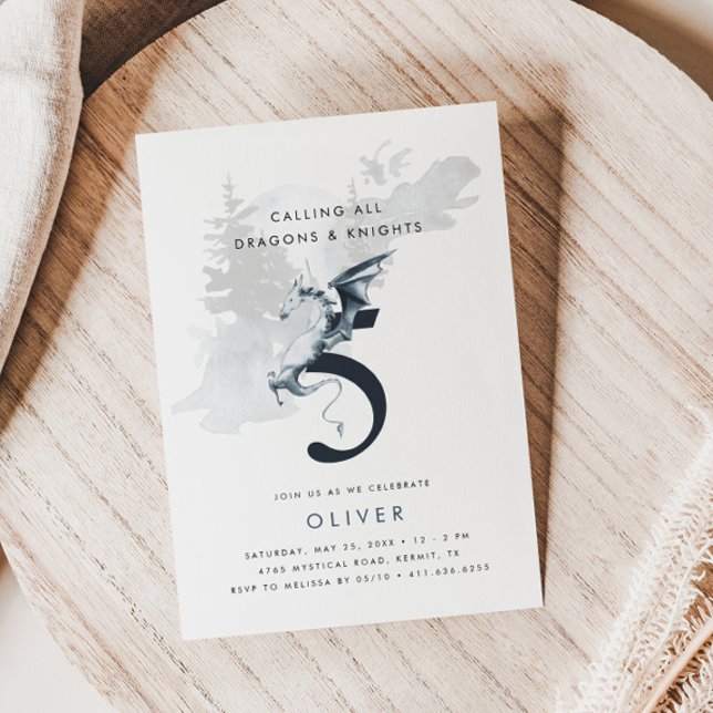 Dragons and Knights Boy Theme 5th Birthday Invitation (Creator Uploaded)