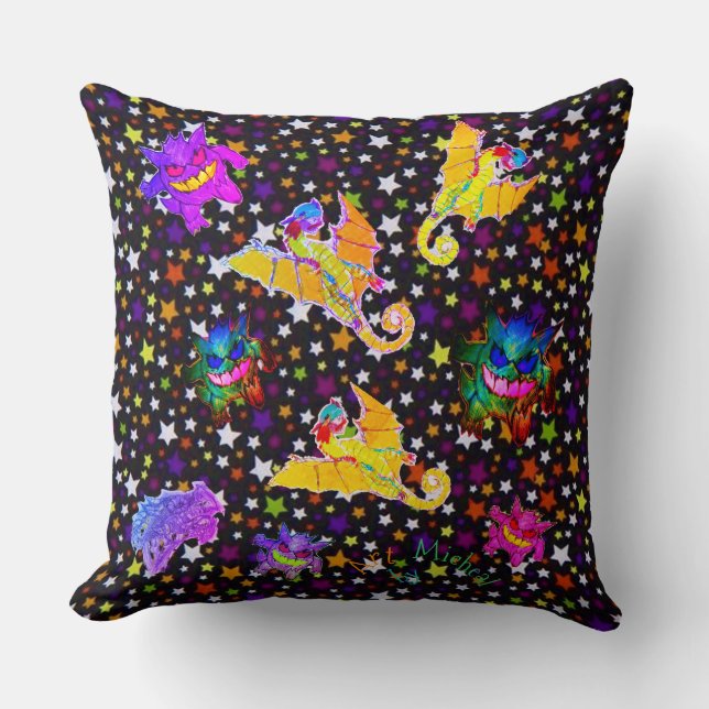 Dragons and Monsters with Micheals Art Pillow (Front)