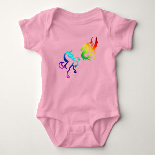 Dragons and Rainbow Unicorns Baby Bodysuit