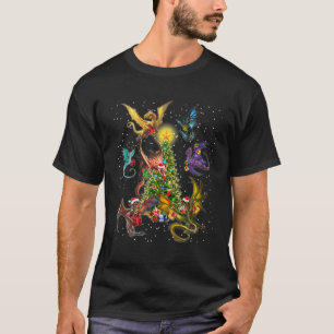 Dragons Around Christmas Tree Christmas T-Shirt