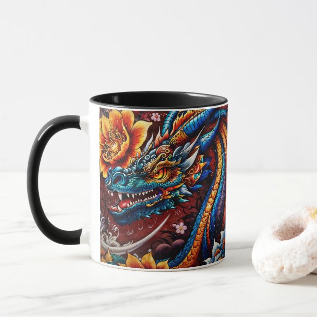 "Dragon's Blossom" Mug (With Donut)