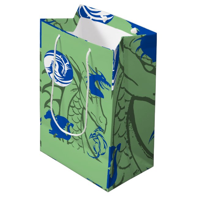 Dragons Blue Medium Gift Bag (Front Angled)