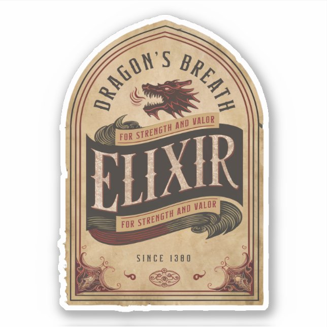 Dragon's Breath Elixir Label Sticker (Front)