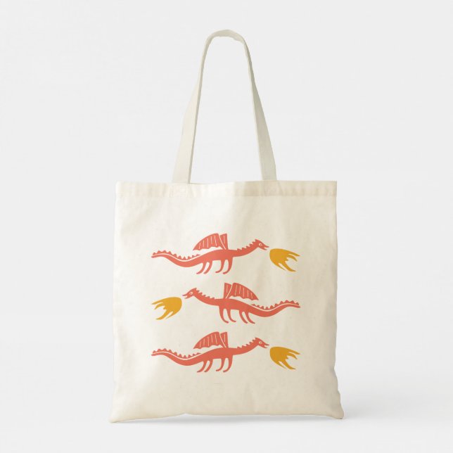 Dragons Breathing Fire Tote Bag (Back)