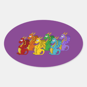 Dragons cartoon oval sticker