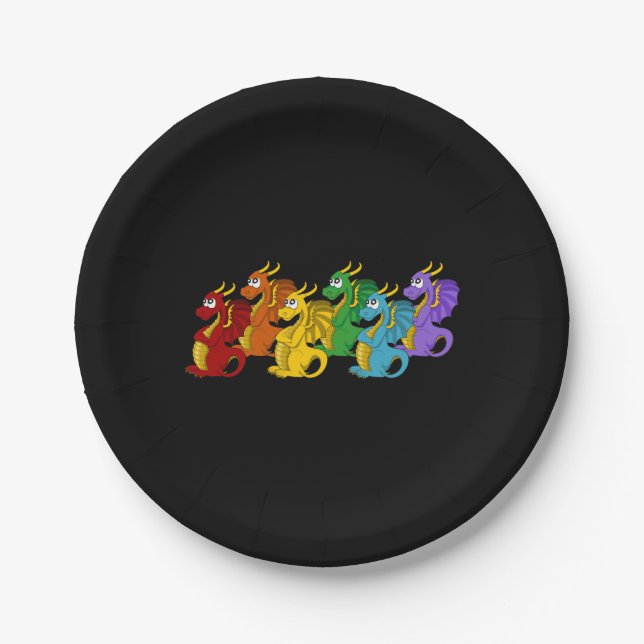 Dragons cartoon paper plate (Front)