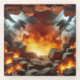 Dragon's Cave Art Glass Coaster