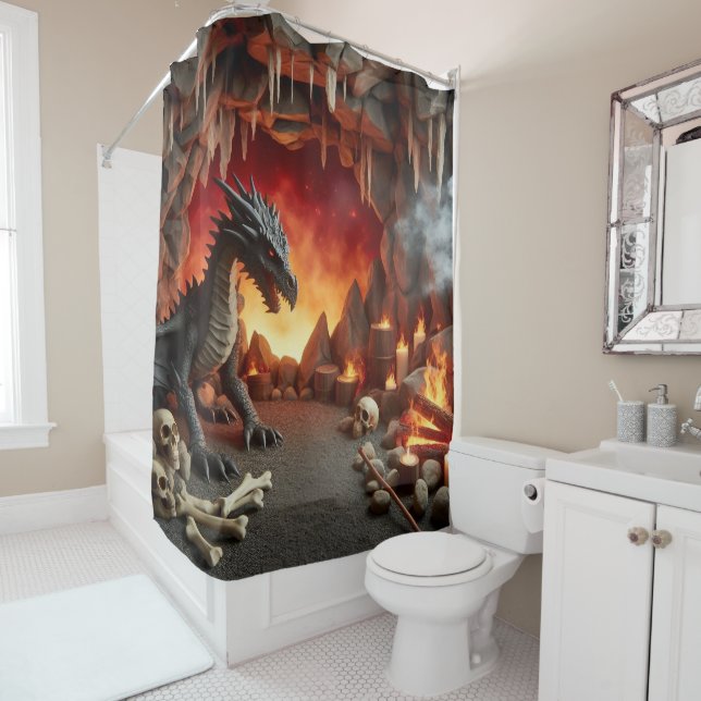 Dragon's Cave Art Shower Curtain (In Situ)