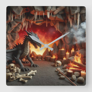 Dragon's Cave Art Wall Clock